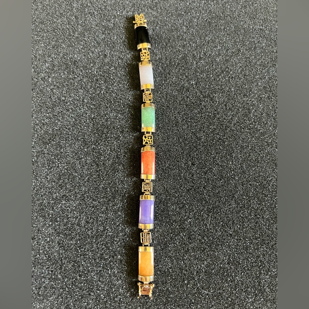 Vintage Multicolor Chinese Symbol Link Bracelet